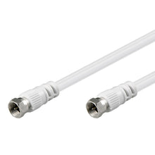F-kabel hvid dobbelt skærmet 10m med metal F-type stik i begge ender.