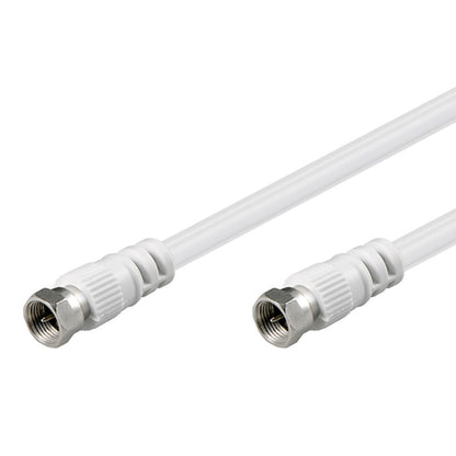 F-kabel 1,5 m hvid med metal F-han stik i begge ender.