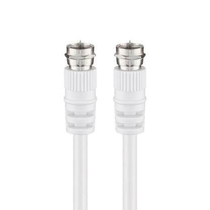 F-kabel klasse A, 20 m, hvid koaksial med dobbeltskærm, til F-hanstik med sølvmetalspidser og hvide gevindfittings.
