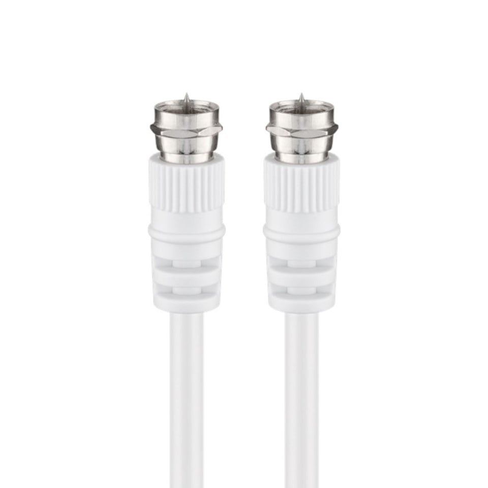 Goobay F-kabler 1,5 m hvide med metalstik F-han til F-han.