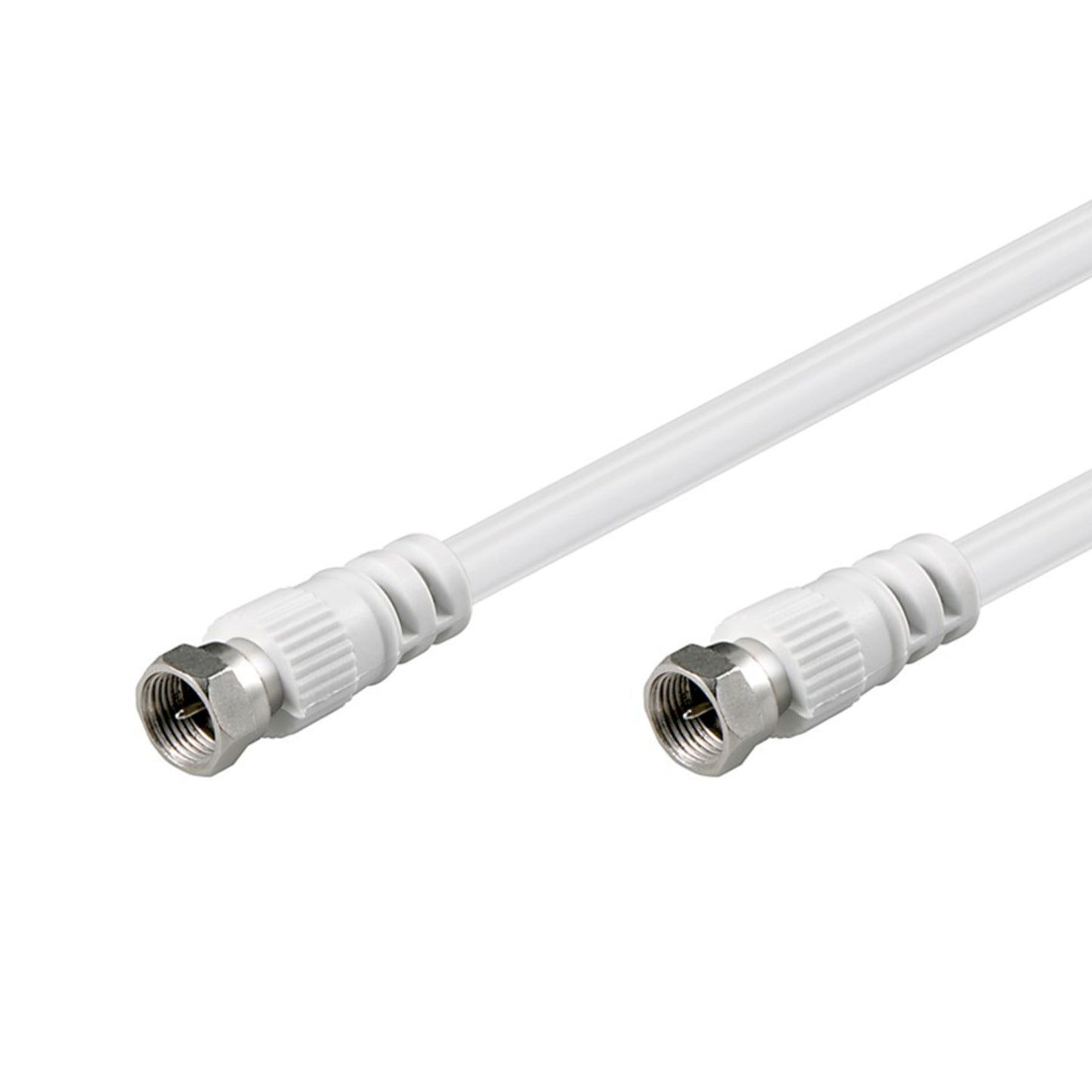 Goobay F-kabel 15 m hvid, koaksialkabel med metal F-type stik i begge ender.