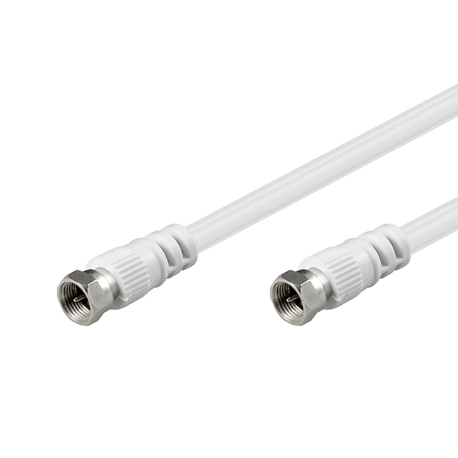 Goobay F-kabel 15 m hvid, koaksialkabel med metal F-type stik i begge ender.