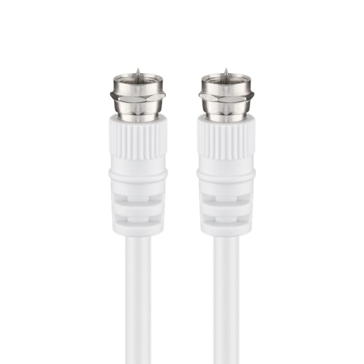 Goobay F-kabel hvid 15 m med til metal F-type stik, centerpin og hvide riflede greb.