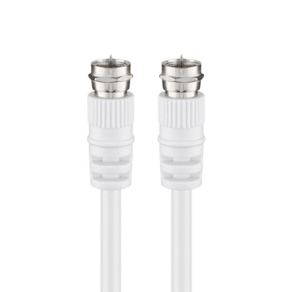 Goobay F-kabel hvid 15 m med til metal F-type stik, centerpin og hvide riflede greb.