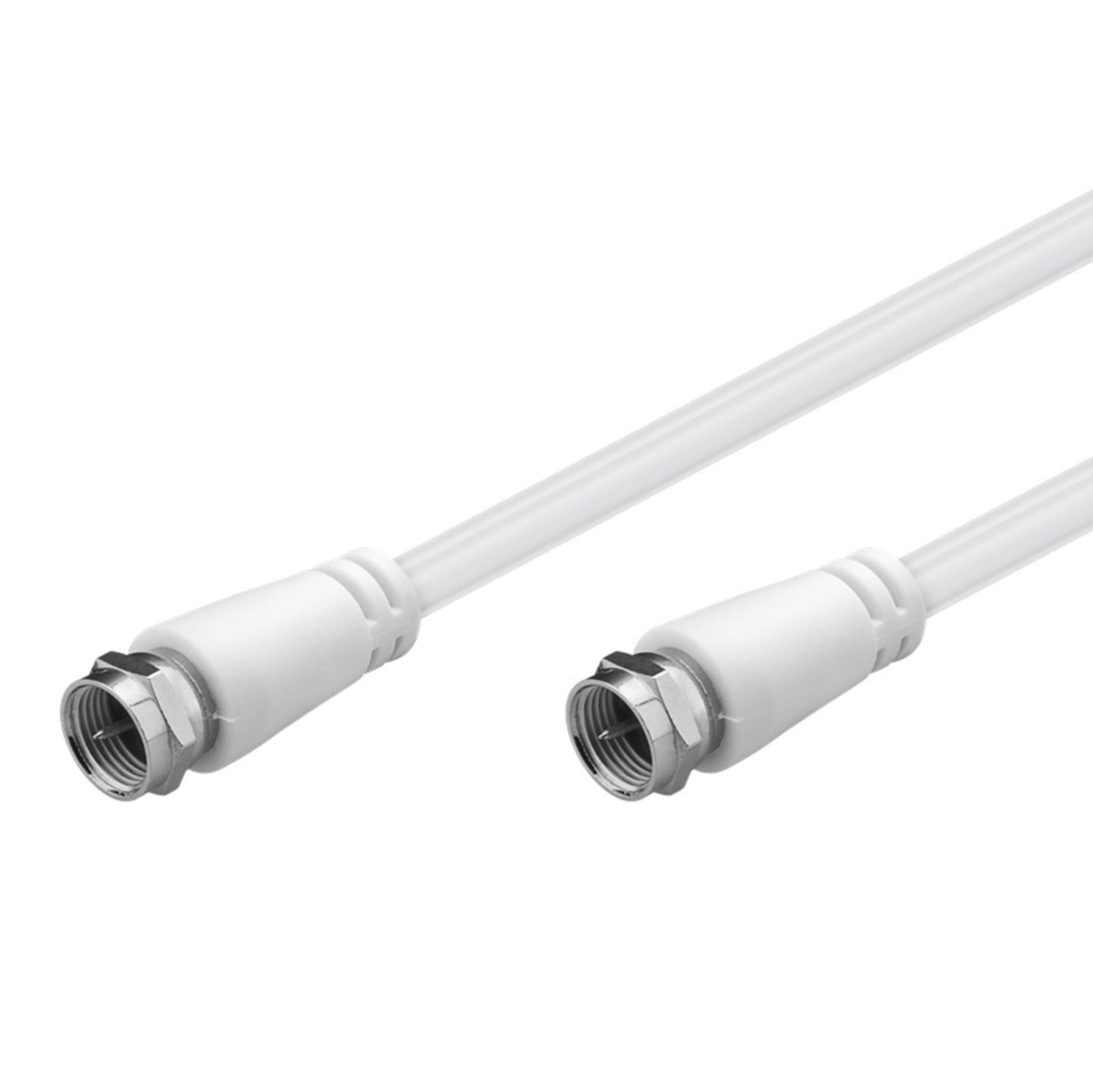 Goobay F-kabel klasse A antennekabel 5 m hvid med metalstik i begge ender og tredobbelt skærmning.