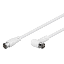 Goobay F-kabel hvid 5 m, én med lige stik og én vinklet, begge dobbelt skærmet med metalender.