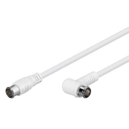 Goobay F-kabel hvid 5 m, én med lige stik og én vinklet, begge dobbelt skærmet med metalender.