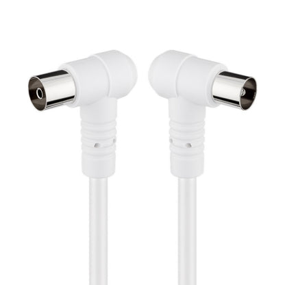 Goobay antennekabel 5 m hvid vinklet med metalstik placeret mod hinanden til TV og radio.