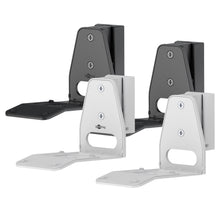 2-pak foldbare sorte vægbeslag til Sonos Arc 300 med platform, skruehuller og tilt-funktion.