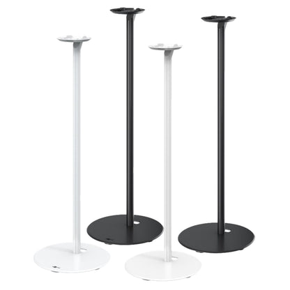 Goobay højttalerstativ til Sonos Era 100, 2-pak hvid og to sorte stativer, slanke med rund fod og flad top til Era 100.