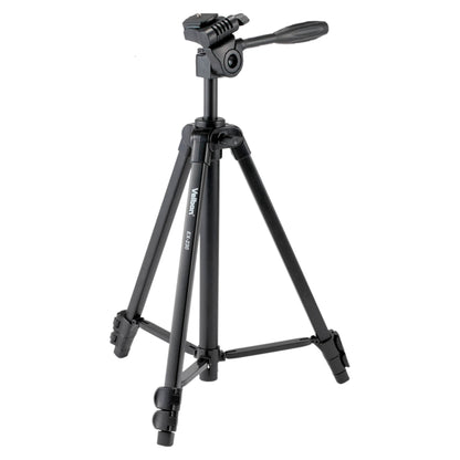Velbon EX-230II tripod sort aluminium med pan-tilt hoved, teleskopben og mobilholder til smartphone eller kamera.