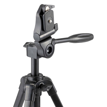 Velbon EX-230II sort aluminiumsstativ med justerbart hoved, håndtag, quick-release plade og mobilholder til smartphones.