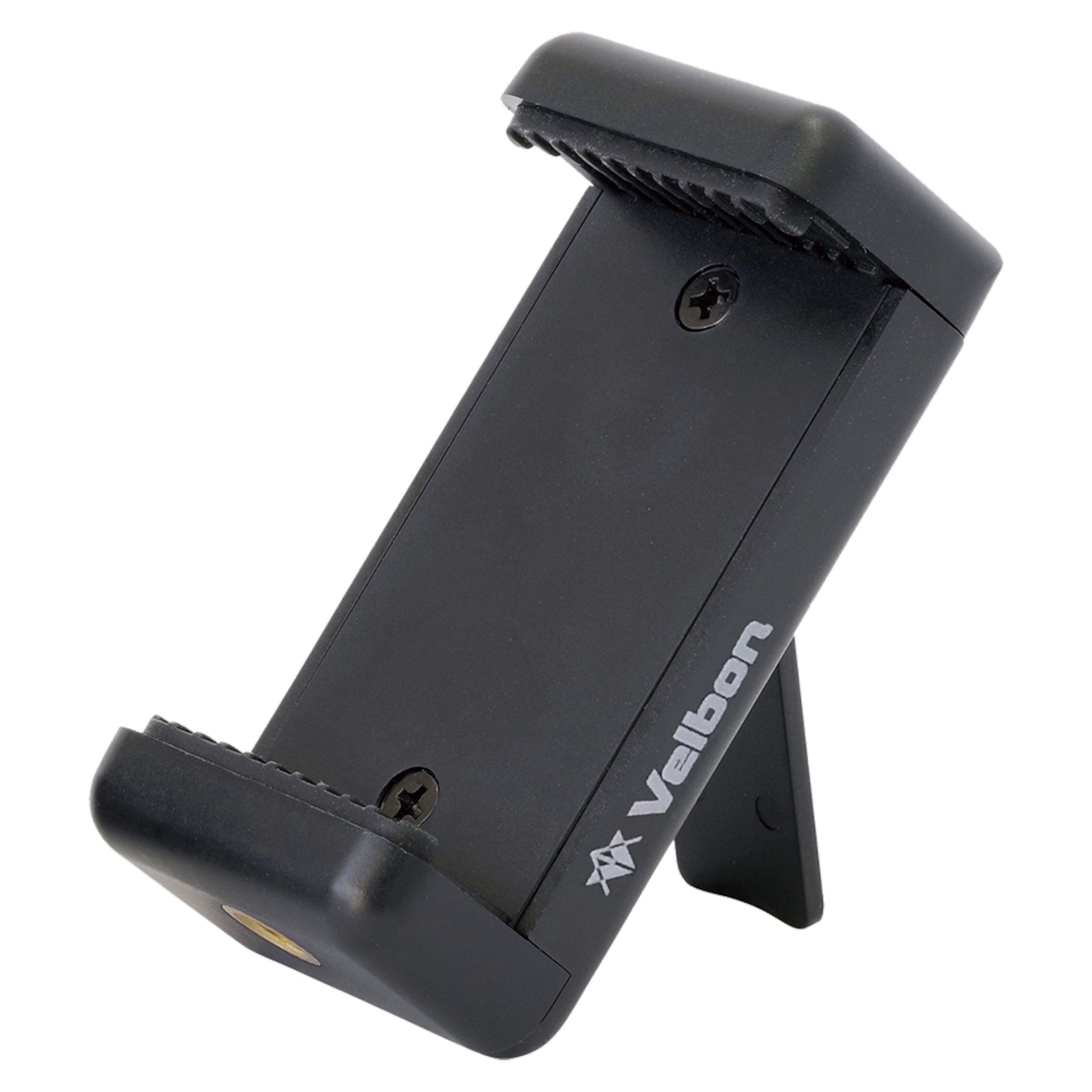 Velbon EX-230II sort aluminium smartphone-stativ med mobilholder og indbygget stativ.