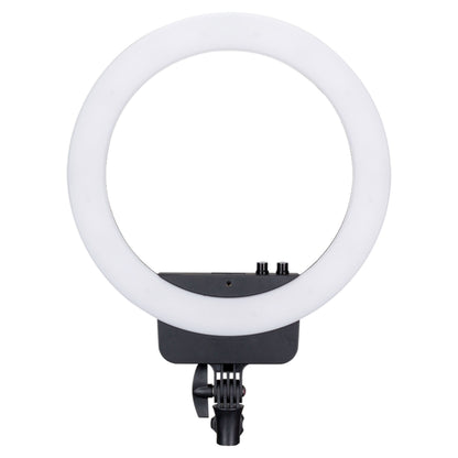 Nanlite Halo 16 LED ringlys, hvid cirkulær med sort monteringsbeslag og kontrolknapper.
