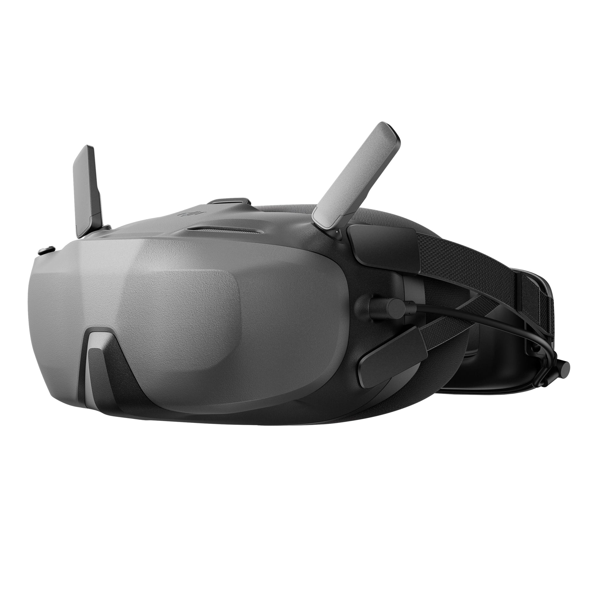DJI Neo Motion Fly More Combo gråt VR-headset med sorte stropper og antenner.