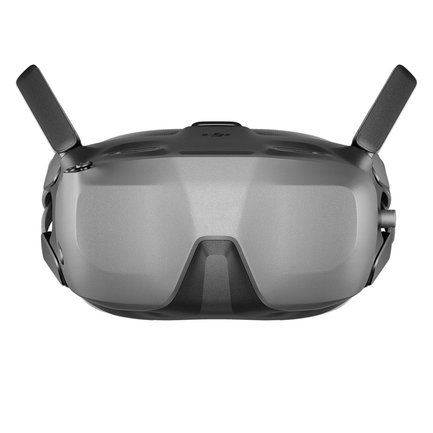 DJI Neo Motion Fly More Combo grå VR-headset, front, to antenner i hvert hjørne, central næseudskæring.
