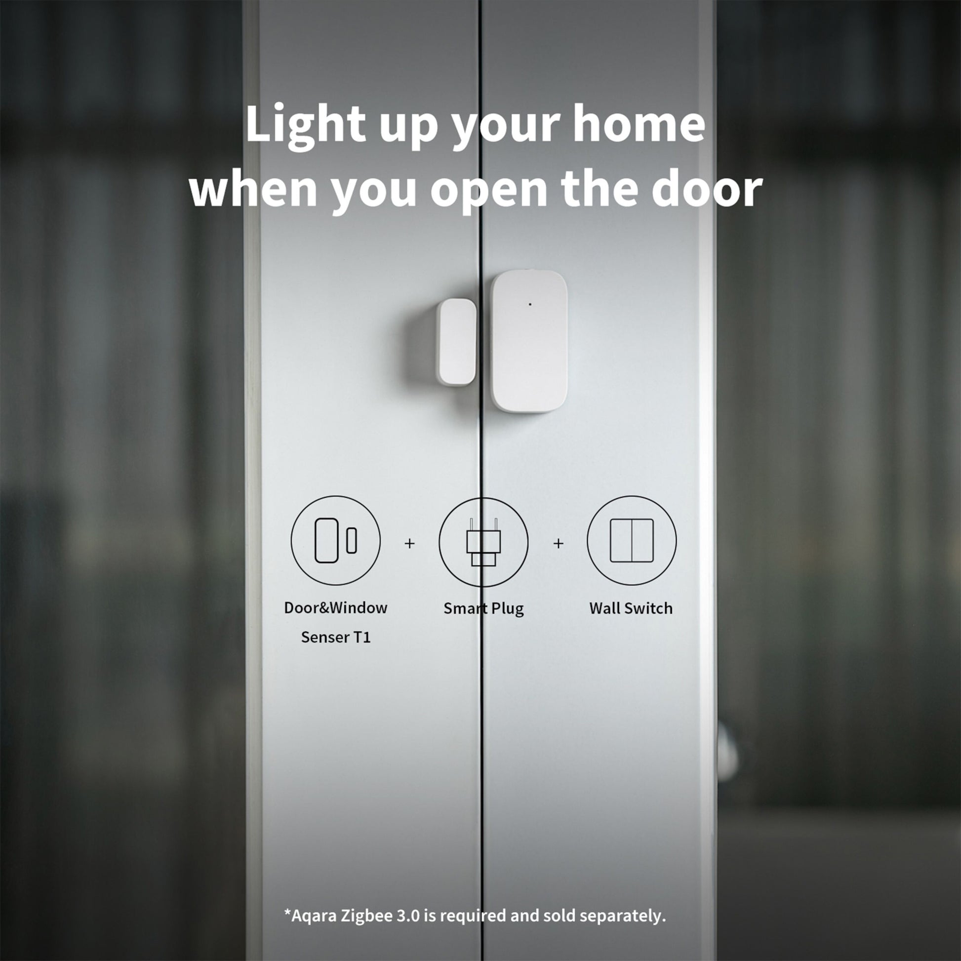 Aqara T1 magnetkontakt til vindue/dør, hvid, kræver Zigbee 3.0 hub (sælges separat), kompatibel med smart plug/vægkontakt.