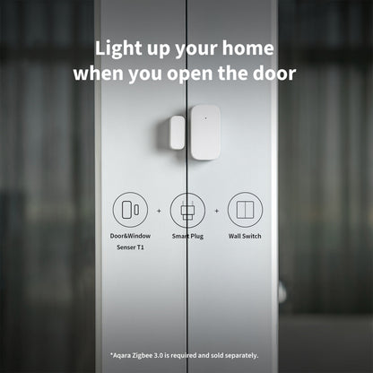 Aqara T1 magnetkontakt til vindue/dør, hvid, kræver Zigbee 3.0 hub (sælges separat), kompatibel med smart plug/vægkontakt.