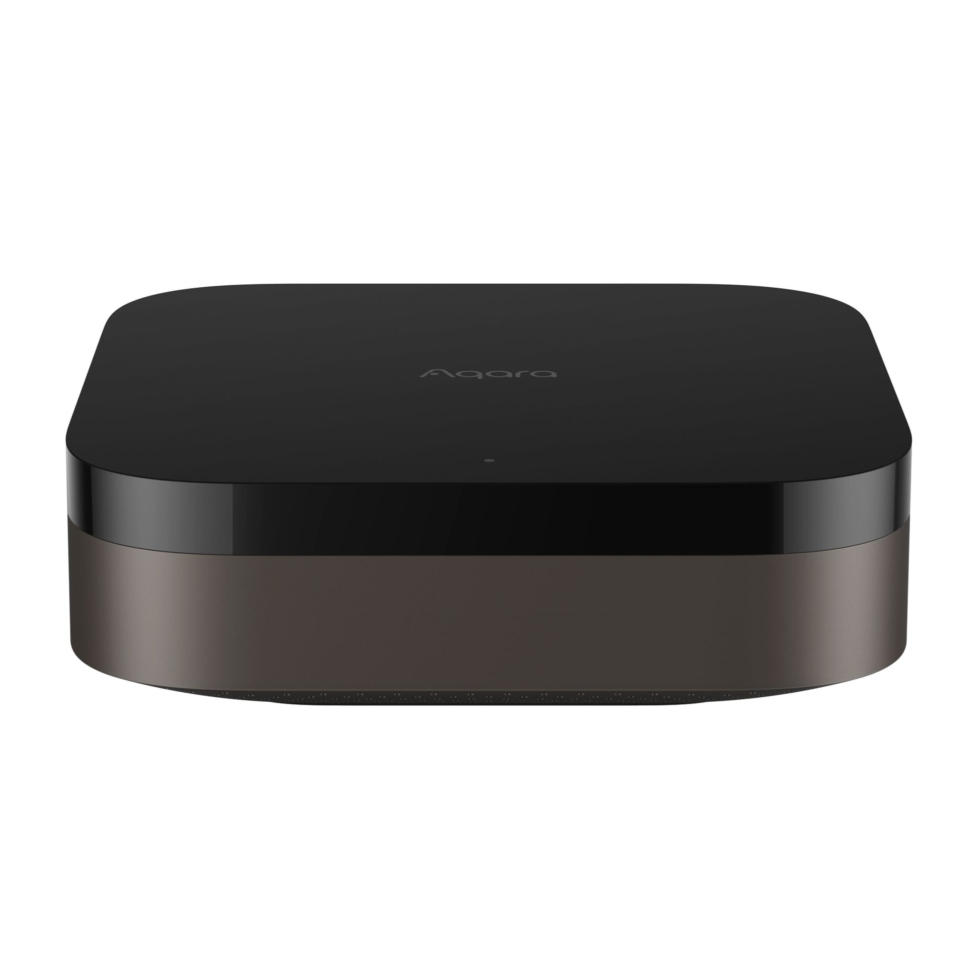 Aqara Hub M3 smart home controller, sort, firkantet med afrundede hjørner, Zigbee og Matter kompatibel.