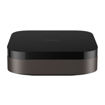 Aqara Hub M3 smart home controller, sort, firkantet med afrundede hjørner, Zigbee og Matter kompatibel.