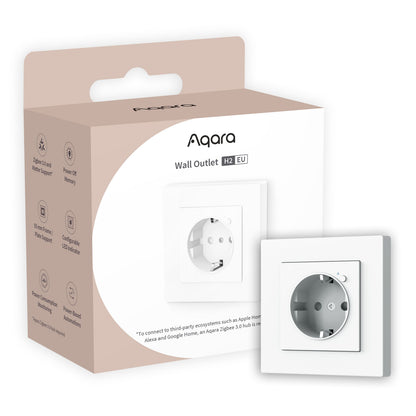 Aqara Vægudtag H2 Zigbee 3.0, Matter support, energiovervågning, LED-indikator, beige emballage.