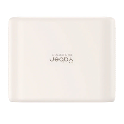 Yaber L2 Plus Full HD projektor set oppefra, rektangulær med "Yaber PROJECTOR" trykt på oversiden.