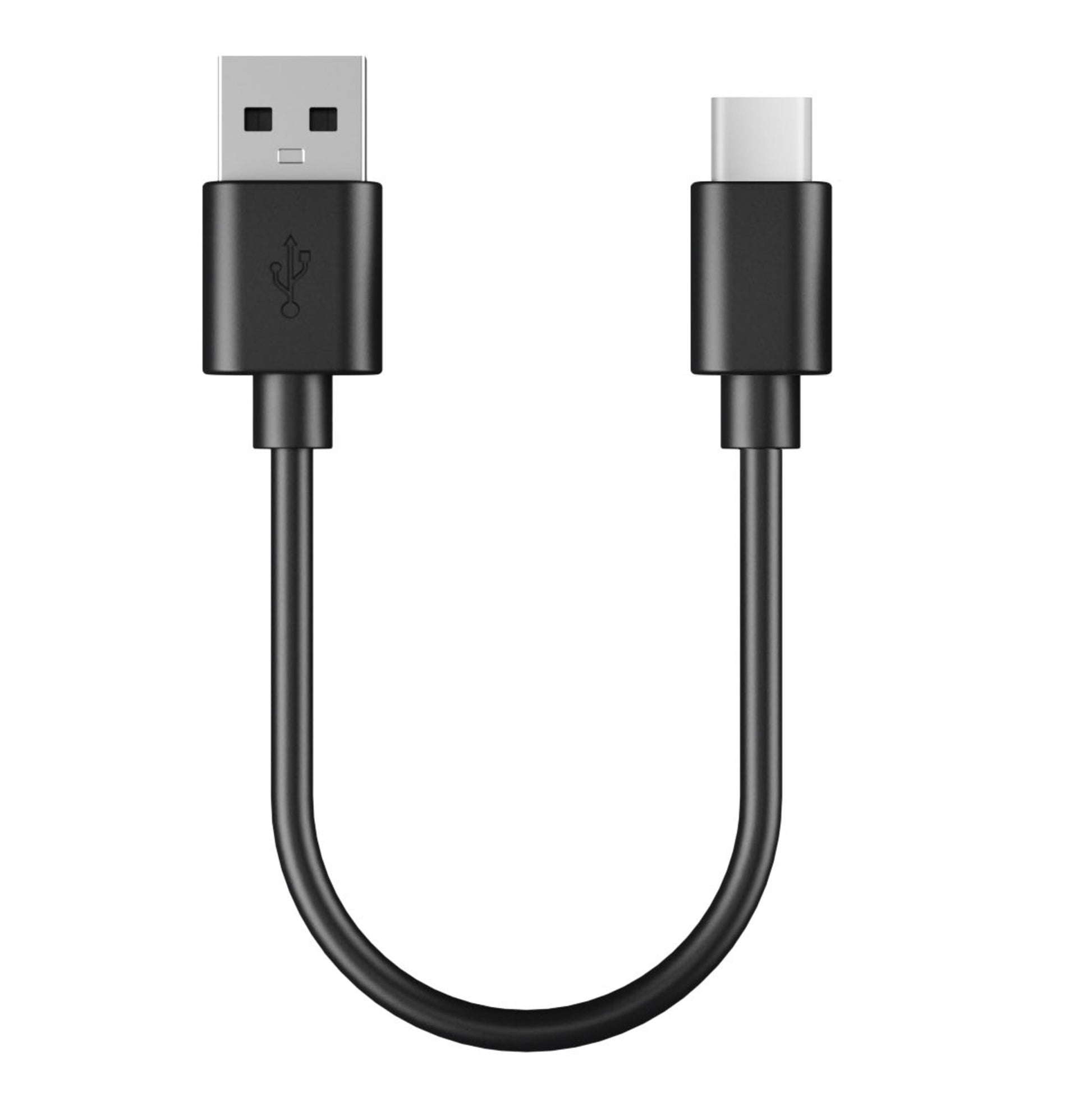 Boya mini 2 trådløst mikrofonsystem til iPhone med kort sort USB-kabel med USB-A og USB-C stik.