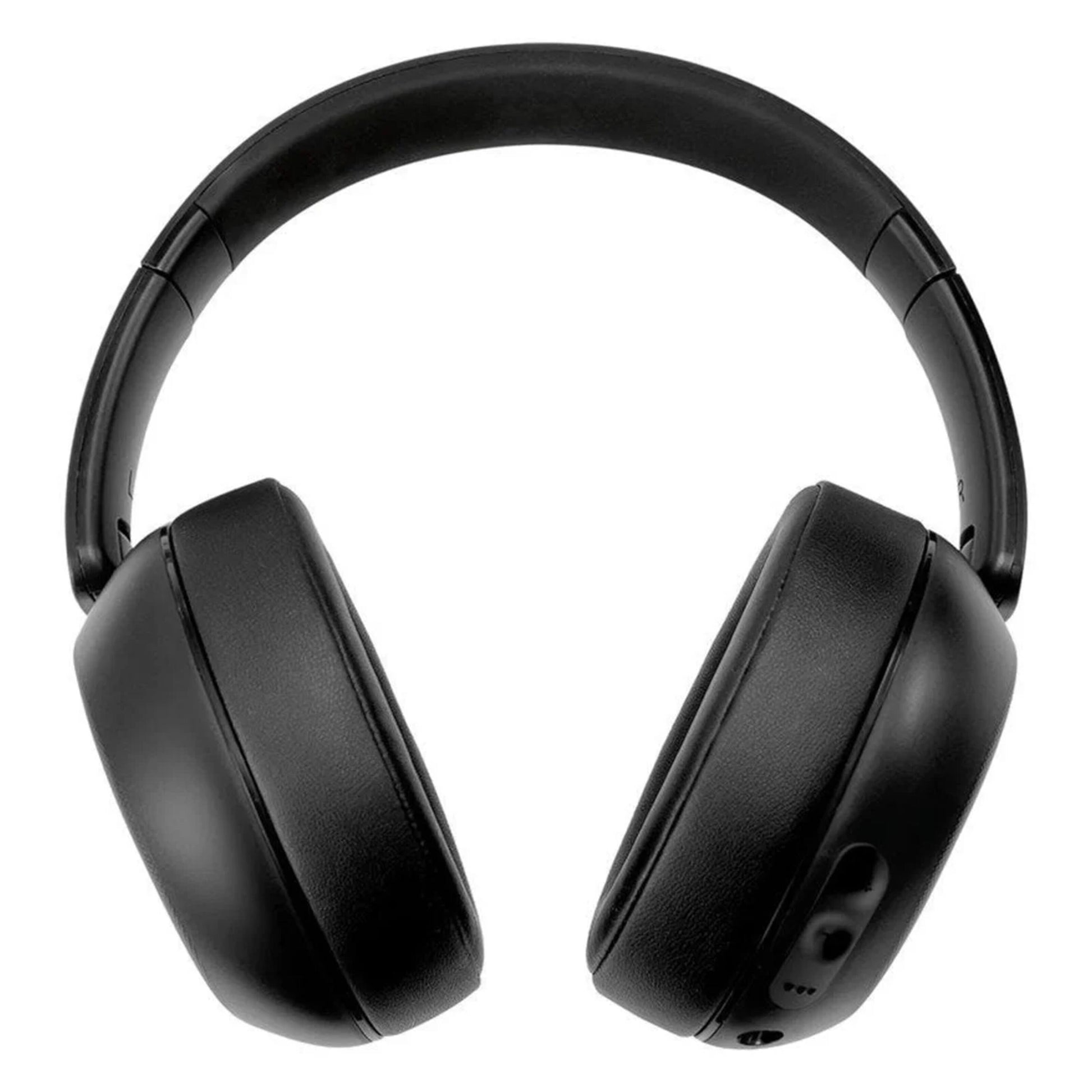 MIXX StreamQ sorte over-ear TV-hovedtelefoner med StreamPort-sender, polstrede ørepuder, justerbar bøjle, frontvisning.