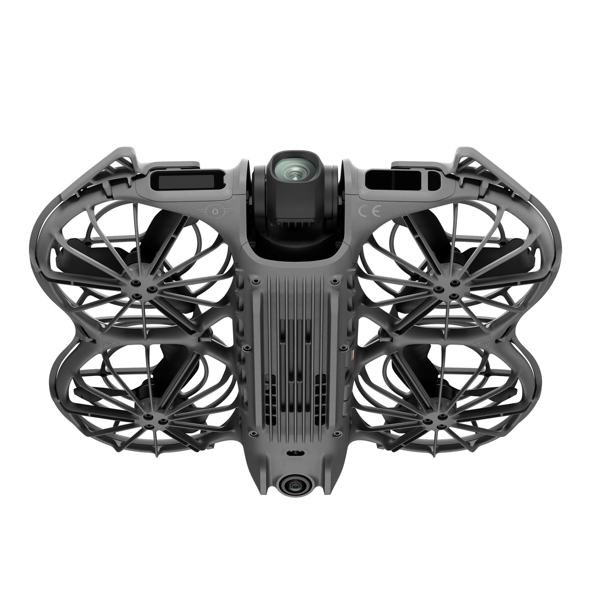 DJI Neo 2 quadcopter drone med propelbeskyttere samt front- og bundkameraer, sortering, 4K-video.