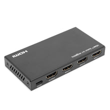 Luxorparts 4K HDMI-switch sort, 3 HDMI-indgange, 1 udgang, DC 5V-port, sideventilation, Luxorparts-logo.