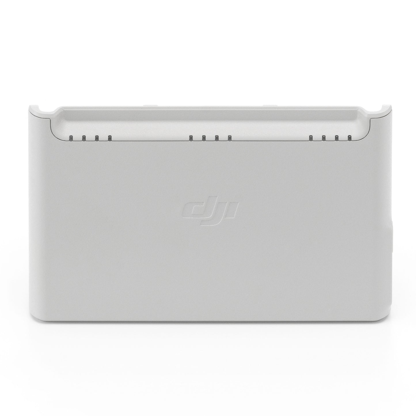 DJI Neo opladningsstation til batterier, hvid, rektangulær, diskret DJI-logo.
