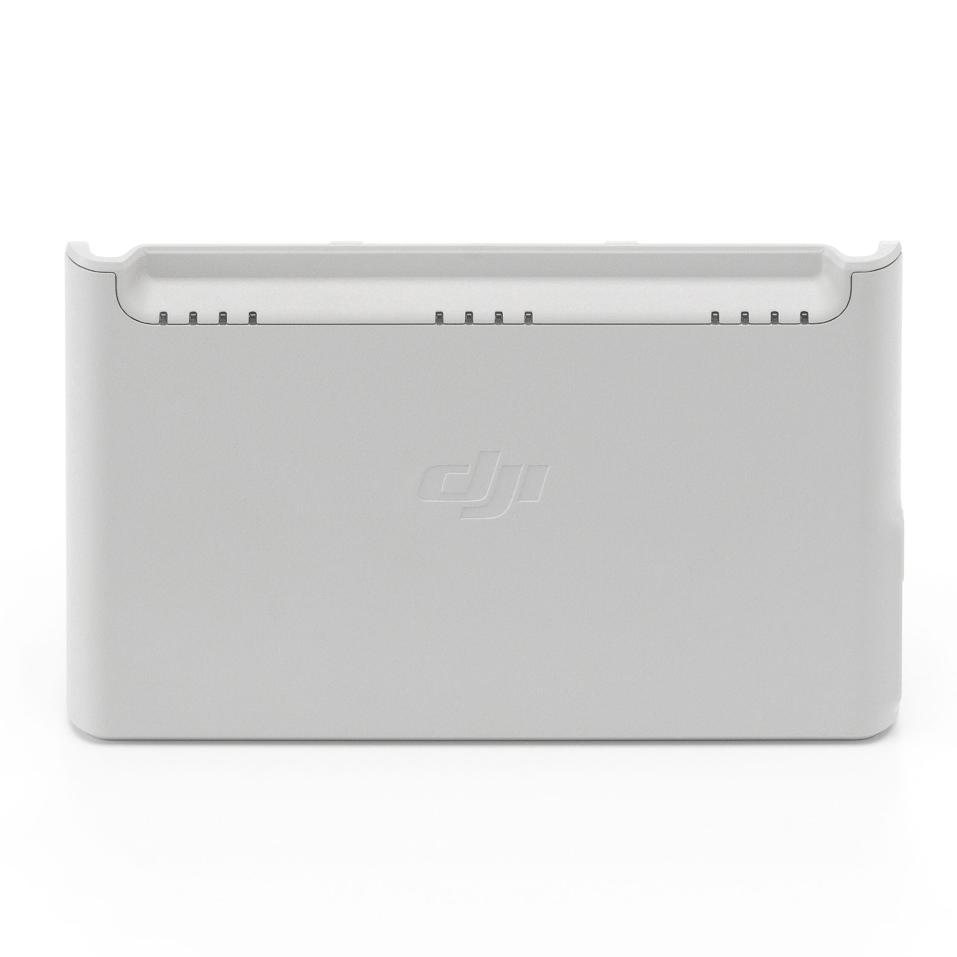DJI Neo opladningsstation til batterier, hvid, rektangulær, diskret DJI-logo.