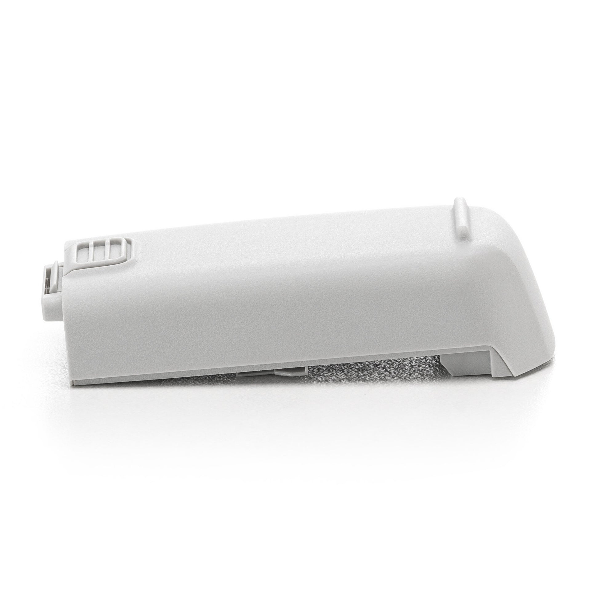 DJI Neo dronebatteri lysegrå, rektangulær med afrundede kanter, ventilationsslidser og lille top-lås, vises skråt.