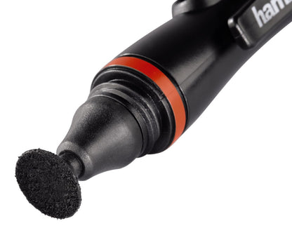 Hama Linsepen linserensning, sort håndholdt værktøj med rød ring og flad slibesvamp til optiske overflader.