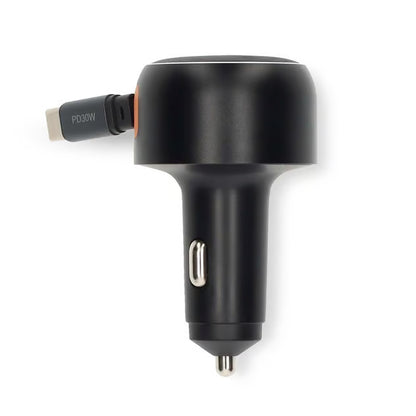 Nedis biloplader med udtrækkeligt USB-C-kabel, 30W PD, 0,7 m