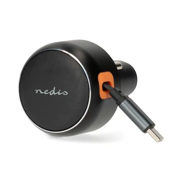 Nedis biloplader med udtrækkeligt USB-C-kabel, 30W PD, 0,7 m