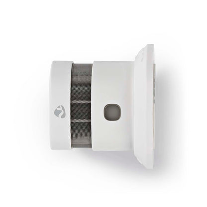 Nedis WiFi Brandalarm 5 år, rund, hvid, røgalarm med netcenter og flammeikon, vægmonteret.
