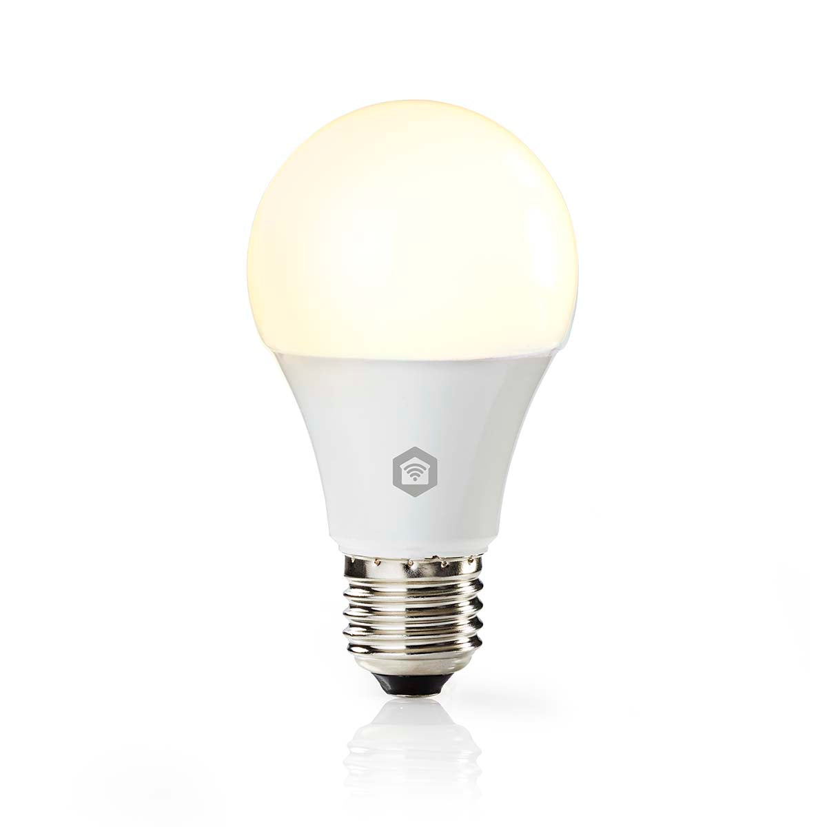 Nedis Wifi E27 LED pærer 2-pak, hvide, sølv sokkel, 806 lm, kompatibel med Wifi E27 fatning.