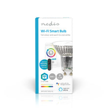 Nedis WiFi E27 LED pære, 806 lumen, fuld farve og justerbar hvid, Alexa/Google Assistant kompatibel, fjernbetjening mulig.