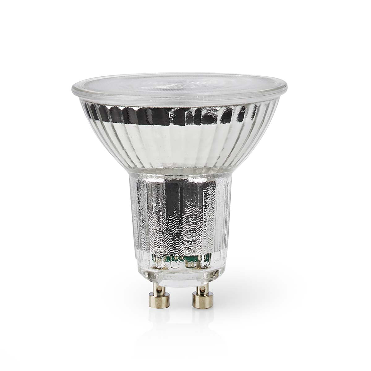 Nedis Wifi GU10 LED pære 345 lm med glasreflektor, to metalben, kompatibel med smart belysning og Google Home.