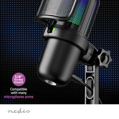 Nedis Bordmikrofon USB-A monteret på justerbar arm, 5/8" skruefatning kompatibel med mange mikrofonarme.