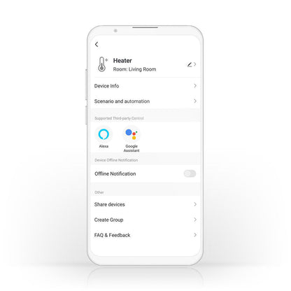 Nedis Wifi SmartLife elradiator 2000W med display til enhedsinfo, automatisering, Google Home og indstillinger i app.