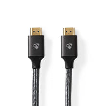 NEDIS Fabritallic HDMI-kabel med ultrahøj hastighed, 5 m, sort, guldbelagte stik, grå flettet kappe, sælges parvis.