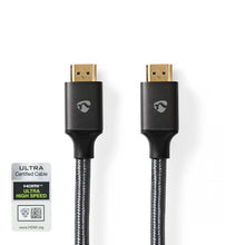 NEDIS Fabritallic Ultra High Speed HDMI-kabel 8K60Hz, 5 m, eARC, sort, med forgyldte stik og HDMI ULTRA HIGH SPEED QR-certificering.