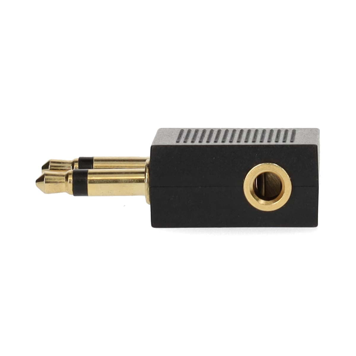 Nedis Bluetooth transmitter sort audioadapter med guld 1/4" hanstik og 3,5 mm jack til trådløs lydforbindelse.