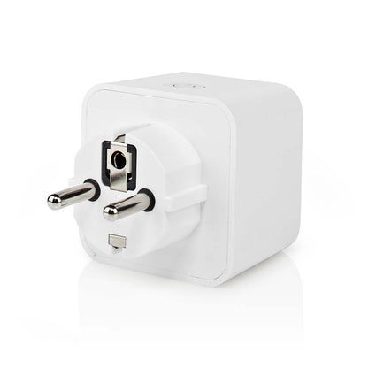 Nedis SmartLife Smart Plug 3-pak, hvid EU-adapter med to runde ben, firkantet design, energimåling, SmartLife app-kompatibel.