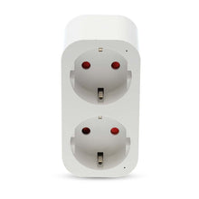 Nedis SmartLife dobbelt smart plug adapter, hvid, to runde stikåbninger, Wi-Fi duo-stick funktion.