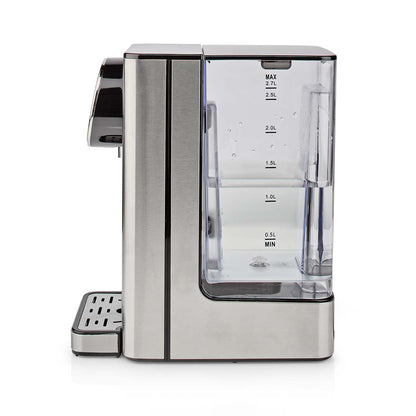 Nedis Varmt Vand Dispenser 2,7 L rustfrit stål, transparent 0,5-2,7L vandtank m. målestriber, touch-display, side drypbakke.