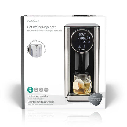 Nedis varmtvandsdispenser 2,7 L touch-display aftagelig vandtank mulighed for vandfilter stående under hanen.