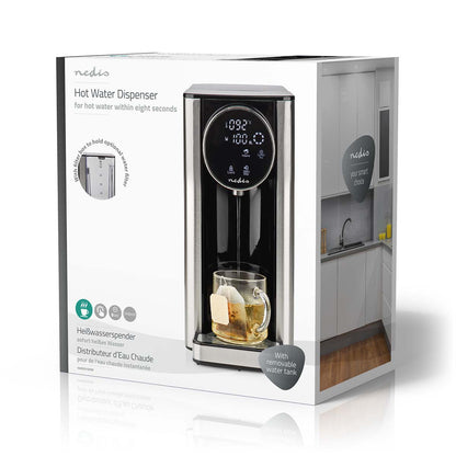 Nedis Varmt Vand Dispenser 2,7 L sølv-sort, touch display, aftagelig tank, øjeblikkelig opvarmning på 8 sek.